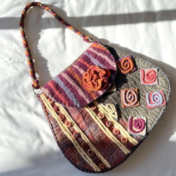 Handbags - rising tide 100% wool folk art‎ bohemian large purse